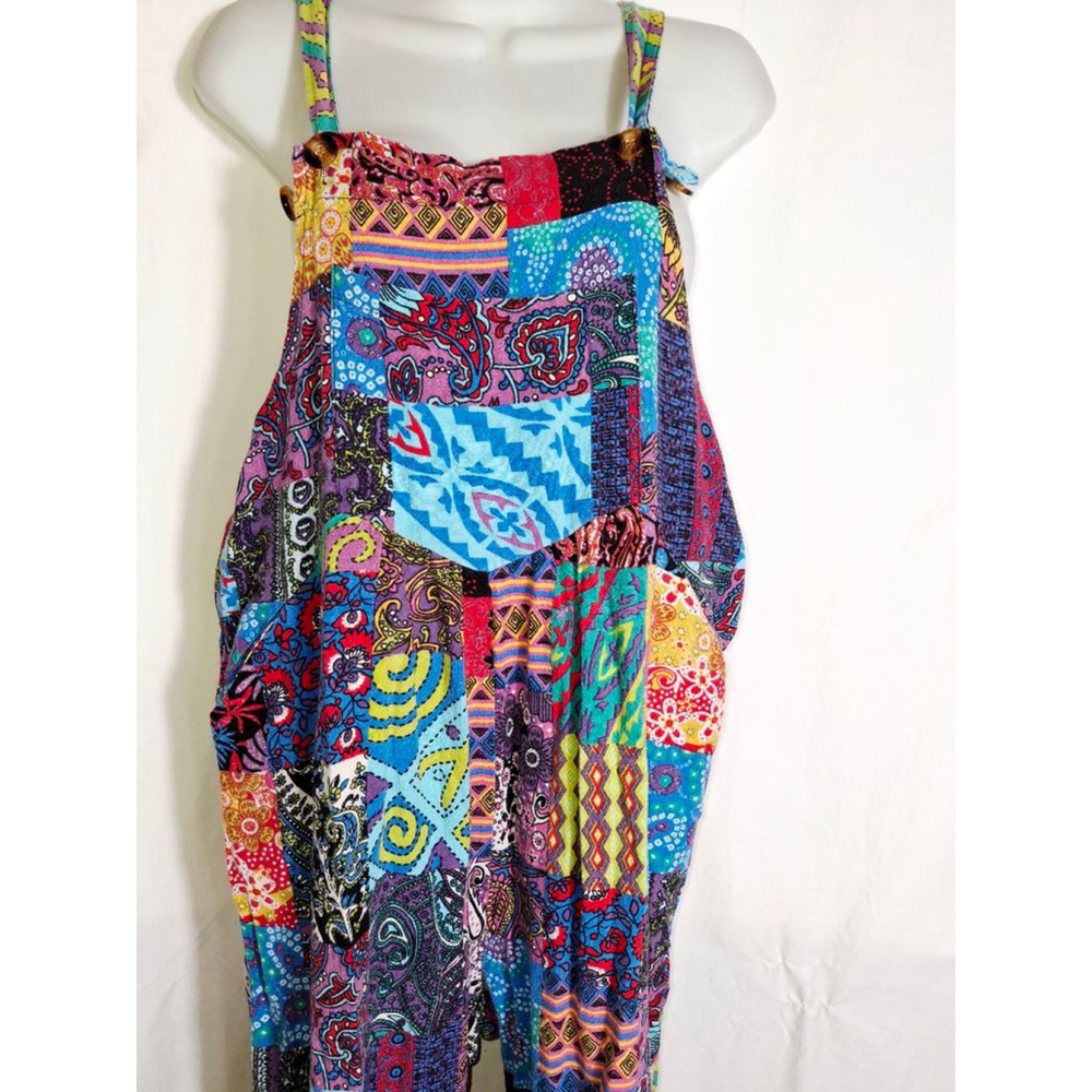 Multicolor Patchwork Jumpsuit Sz Large Hippie Boh… - image 6